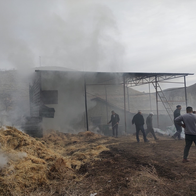 Malatya'da besi çiftliğinde yangın