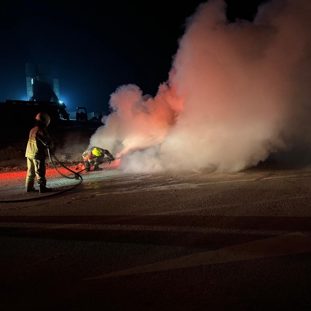 Bandırma-Susurluk karayolunda araç yangını