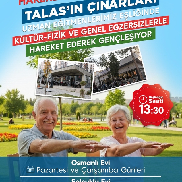 Hareketin yaşı yok: Talas'ın çınarları egzersiz yapacak