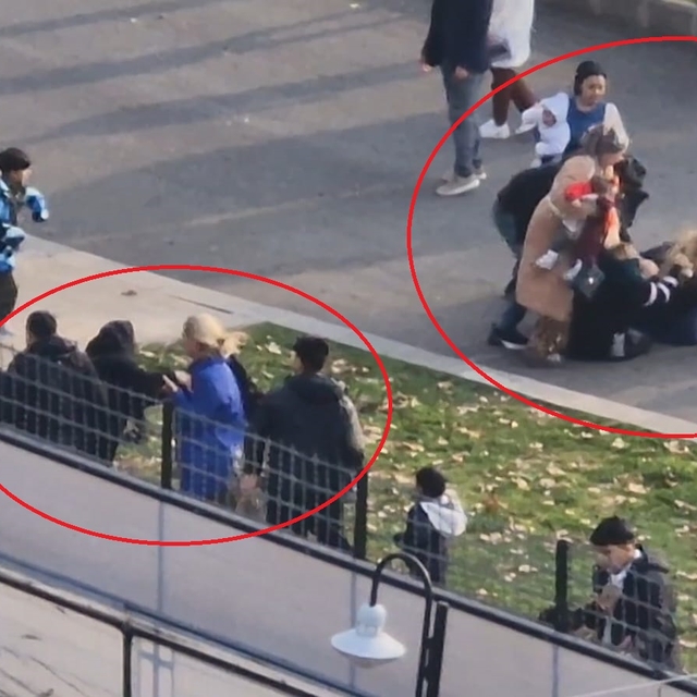 Adliye önünde tekmeli-yumruklu kavga kamerada