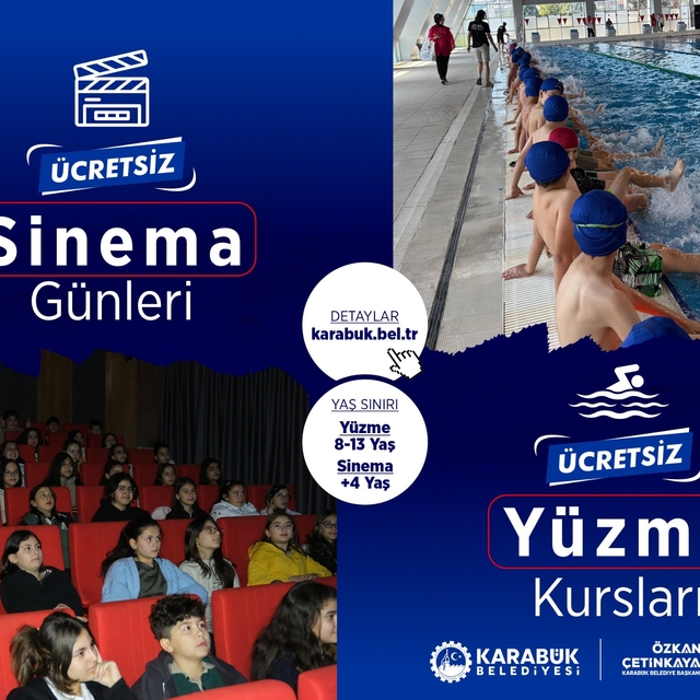 Karabük'te çocuklara ücretsiz yüzme ve sinema etkinlikleri sürüyor