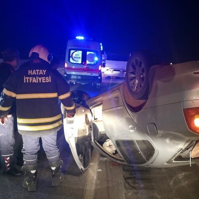 Hassa'da ters dönen otomobilin sürücüsü yaralandı