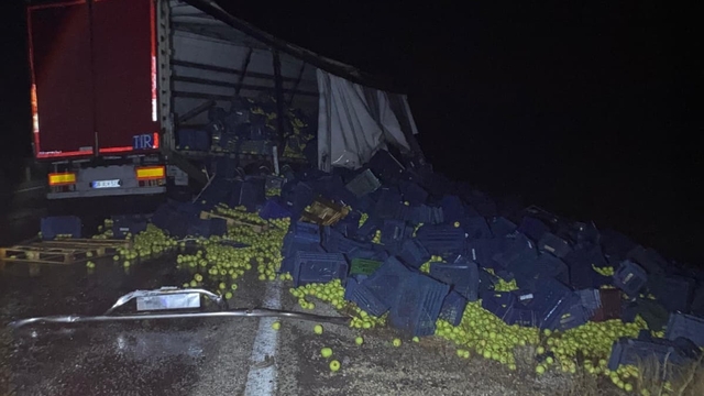 Beyşehir'de tır bariyerlere çarptı: 1 yaralı