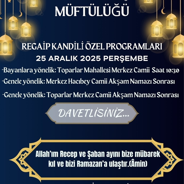 Köyceğiz'de Regaip Kandili nedeniyle özel programlar düzenlenecek