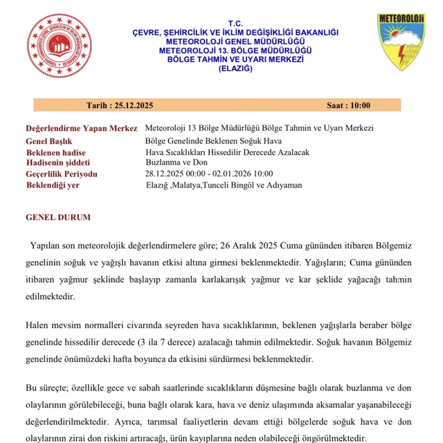 Meteorolojiden 5 il için uyarı