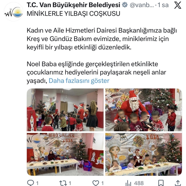 Van Büyükşehir Belediyesinden kandil günü Noel kutlaması
Regaip Kandili gün...