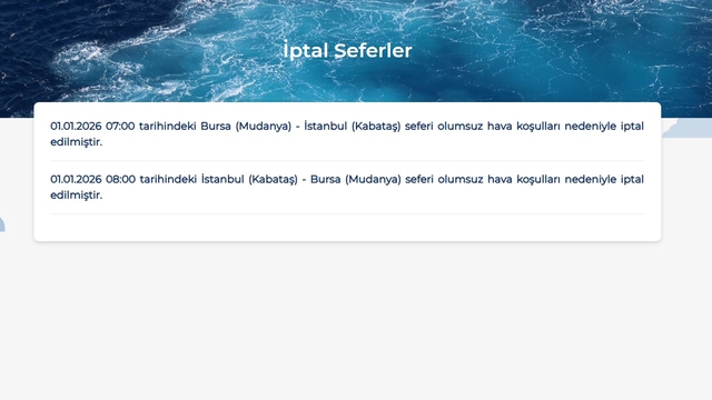 BUDO'nun 1 Ocak'taki 2 seferi iptal edildi