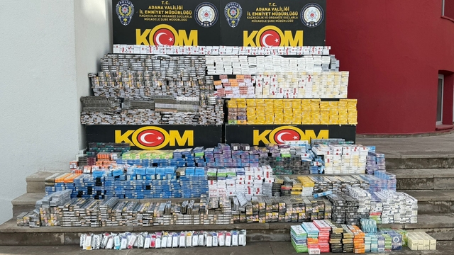 Adana'da kaçak 16 bin paket sigara ve 1500 puro ele geçirildi