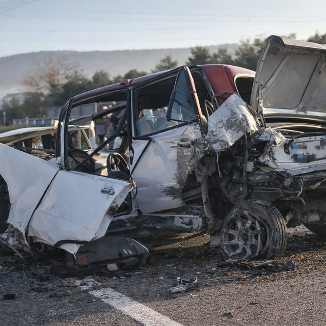 Milas'ta zincirleme kaza, Tofaş araç teneke kutu gibi ezildi