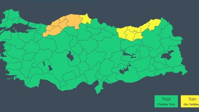 Sinop'un batısı için sarı kodlu kar alarmı