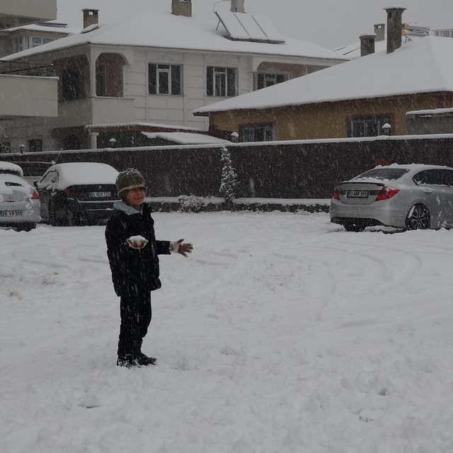 Erciş'te vatandaşların kar sevinci