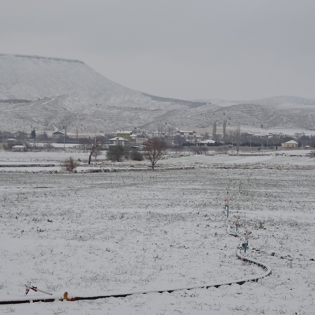 Aksaray'a kar yağdı; çiftçinin yüzü güldü