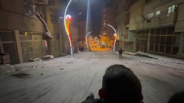 Pervari'de vatandaşlar kar yağışının tadını kayarak çıkardı