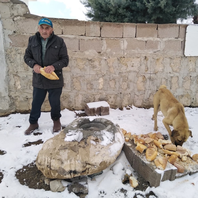 Hayvanlara yaz-kış su ve ekmek taşıyor