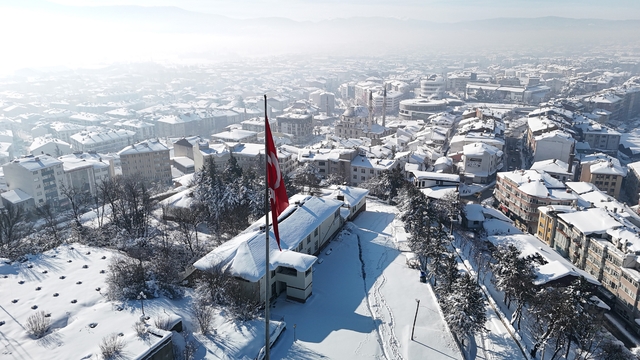 Bolu'da kış güzelliği havadan görüntülendi