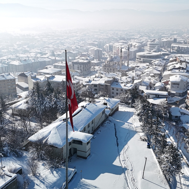 Bolu'da kış güzelliği havadan görüntülendi