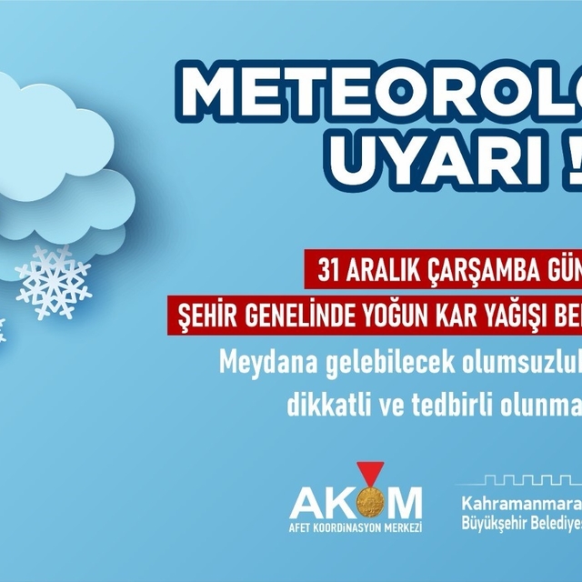 Kahramanmaraş Büyükşehir'den kar uyarısı