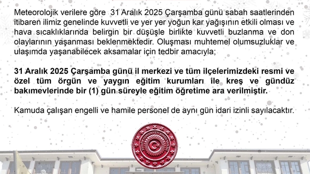 Bingöl'de eğitime 1 gün ara verildi