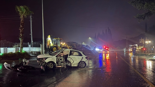 Aydın'da refüjdeki ağaca çarpan otomobilin sürücüsü hayatını kaybetti