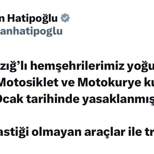 Elazığ'da motosiklet ve motokurye kullanımı yasaklandı