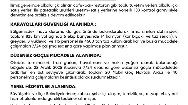 Diyarbakır'da yılbaşı tedbirleri kapsamında 8 bin 737 güvenlik personeli sahada olacak