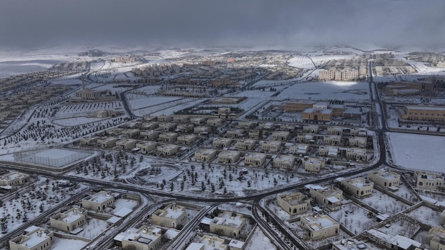 Tarihi Hasankeyf'te kar manzaraları