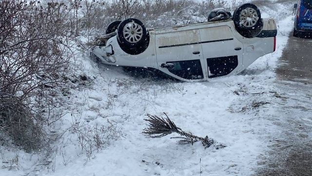 Bilecik'te devrilen otomobilin sürücüsü yaralandı