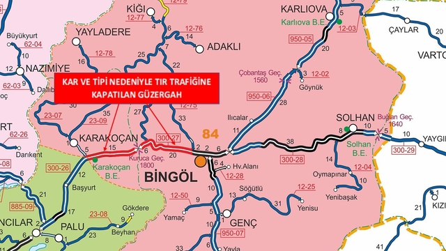 Bingöl'de bazı yollar kar yağışı nedeniyle trafiğine kapatıldı