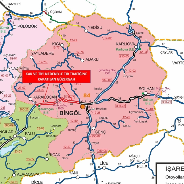 Bingöl'de bazı yollar kar yağışı nedeniyle trafiğine kapatıldı
