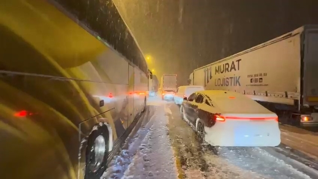 Elazığ'da kar yağışından dolayı araçlar yolda kaldı