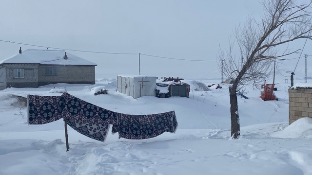 Ağrı'da köyler kışın tamamen kar altında kaldı
