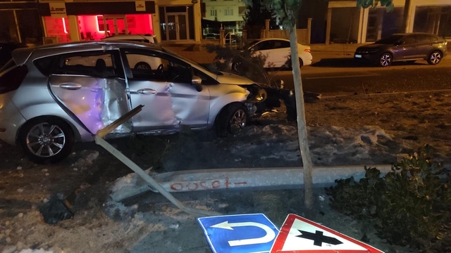 Mardin'de refüje çarpan otomobilin sürücüsü yaralandı