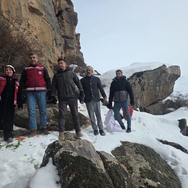 Muradiye'de yaban hayvanları için doğaya yem bırakıldı