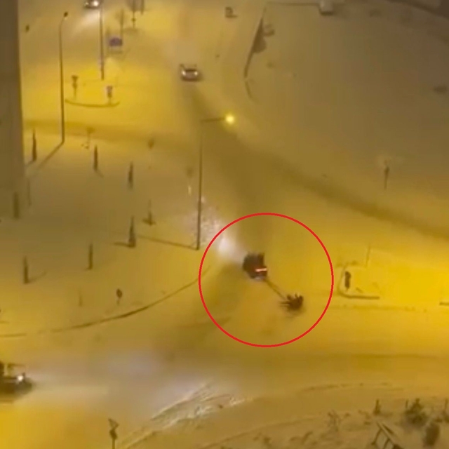 ATV'ye bağladığı leğenle kaydı; o anlar kamerada