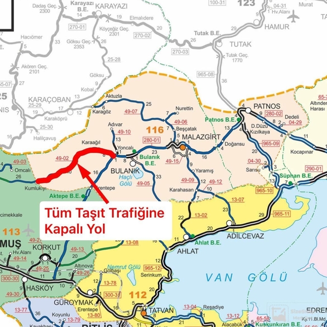 Bulanık-Kumlukıyı karayolu tipi nedeniyle ulaşıma kapatıldı