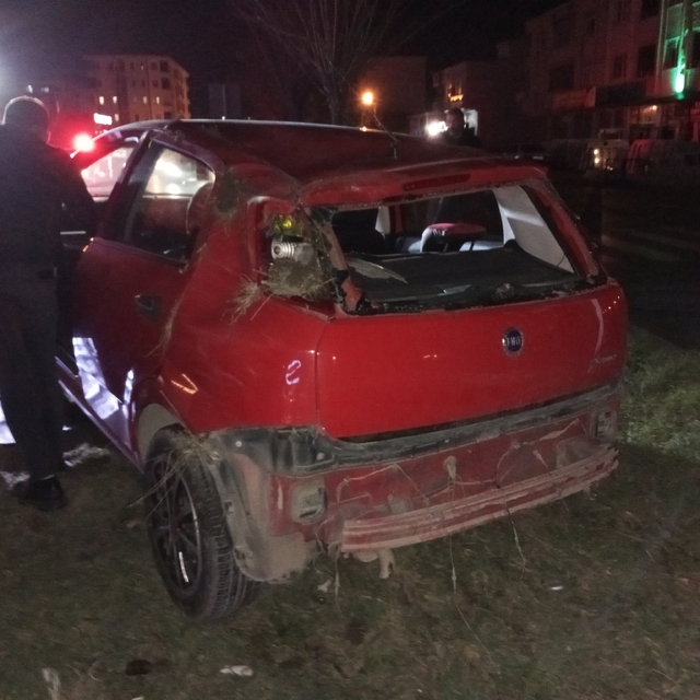 Samsun'da devrilen otomobildeki 2 kişi yaralandı