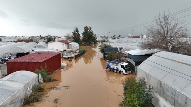 'Sarı kod'la uyarılan Antalya'da tarım alanları su altında kaldı
