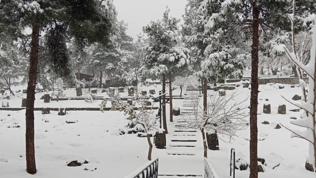 Yesemek Açık Hava Müzesi beyaza büründü