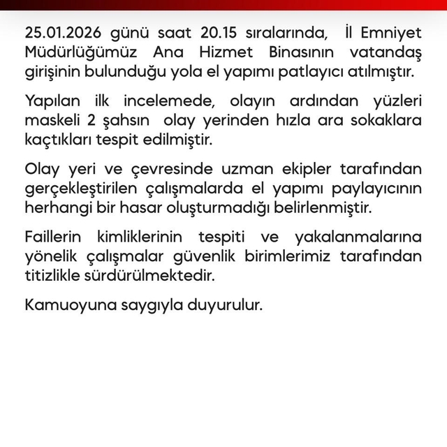 Diyarbakır Emniyet Müdürlüğüne EYP'li saldırı girişimi