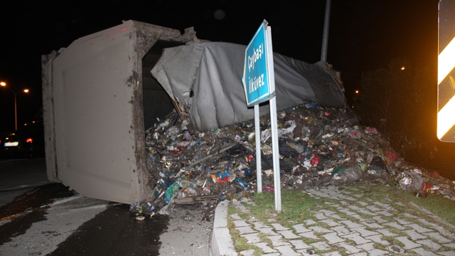 Ordu'da çöp kamyonu devrildi: Sürücü yaralandı