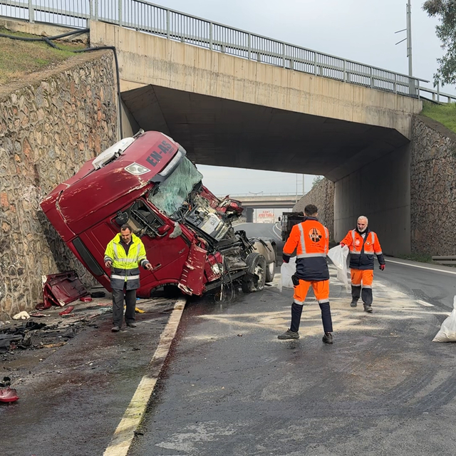 Duvara çarpan TIR'ın şoförü ağır yaralandı