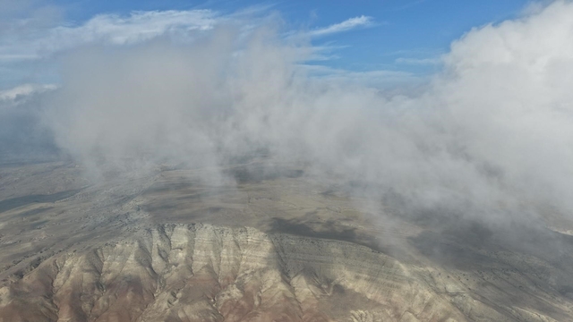 Çankırı'yı kaplayan sis bulutları havadan görüntülendi