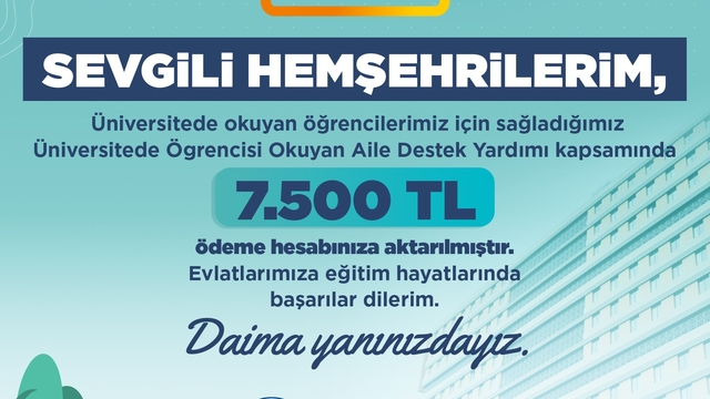 Kayseri'de 22 milyon TL'lik destek ödemeleri öğrencilerin hesaplarına aktarıldı