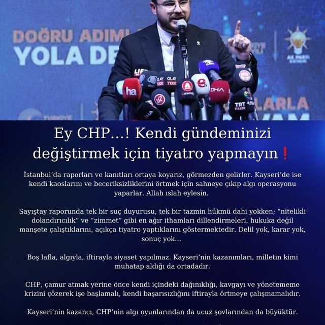 Hüseyin Okandan: "Ey CHP, kendi gündeminizi değiştirmek için tiyatro yapmay...