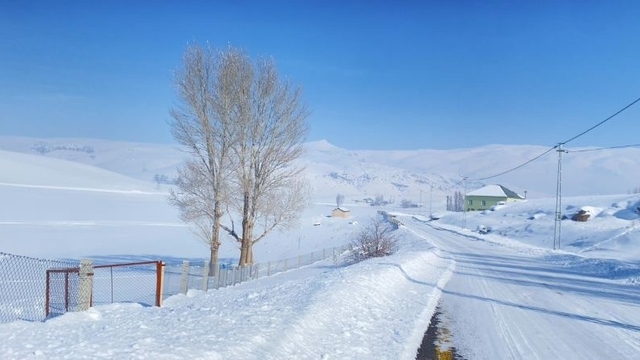 Ağrı'da kar manzarası görsel şölen oluşturdu
