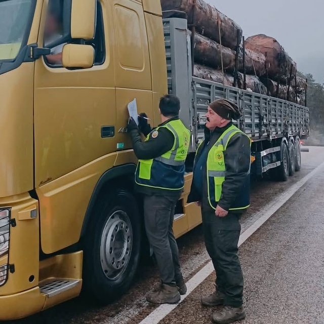 Yüklü araçlar tek tek kontrol edildi