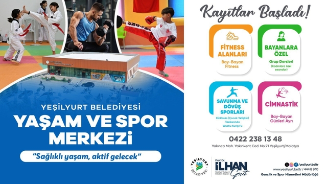 Yeşilyurt Belediyesi Yaşam ve Spor Merkezi'nde kayıtlar başladı