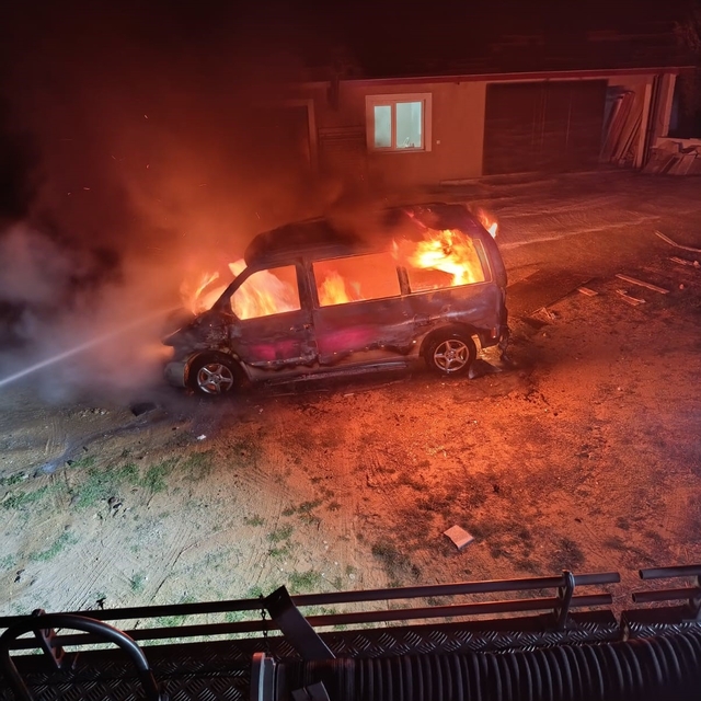 Karacasu'da ticari araç alevlere teslim oldu