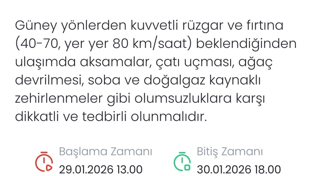 Meteoroloji Denizli için fırtına uyarısında bulundu