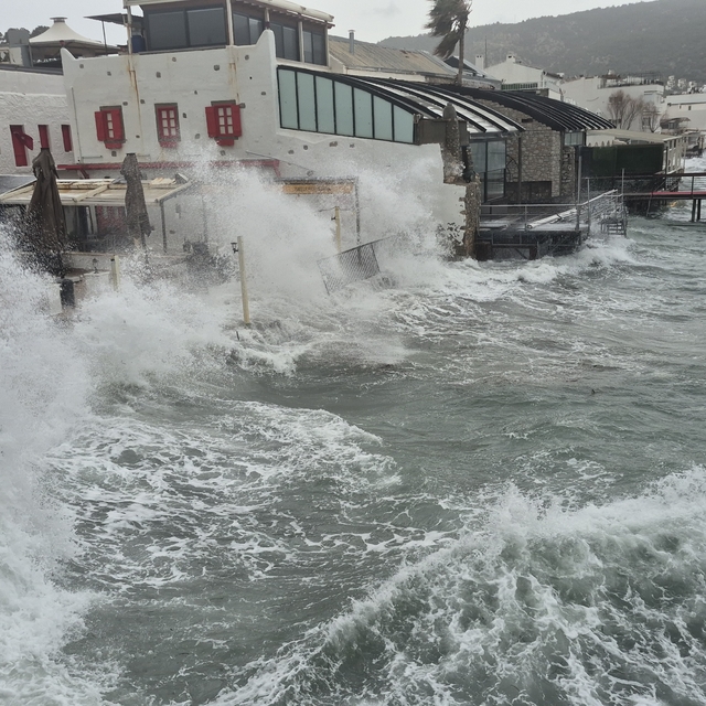 Bodrum'da tekneler karaya vurdu, feribot seferleri yapılamadı